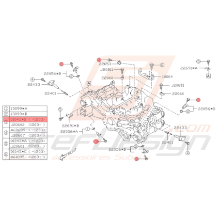 Vis fixation tuyaux Modine Subaru GT 93-00 WRX STI 01-20/05/09 WRX DIESEL 08-12 BRZ 13 FORESTER 05-1236404