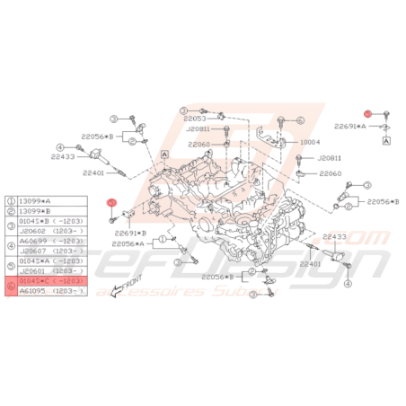 Vis Support d'alternateur et Turbo Subaru GT 94-00 WRX STI 01-14 BRZ 1336412