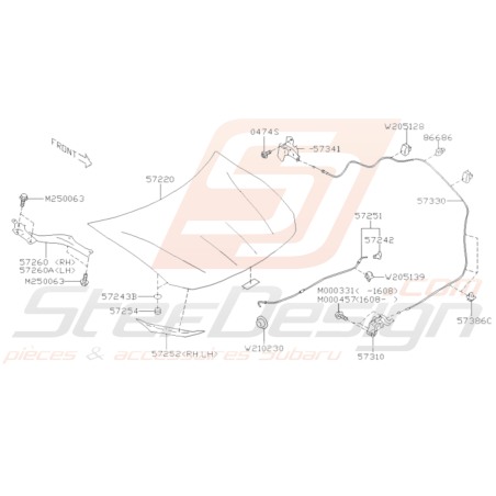 Schéma Capot Avant et Fermeture De Capot Origine Subaru BRZ 2013 - 201936418