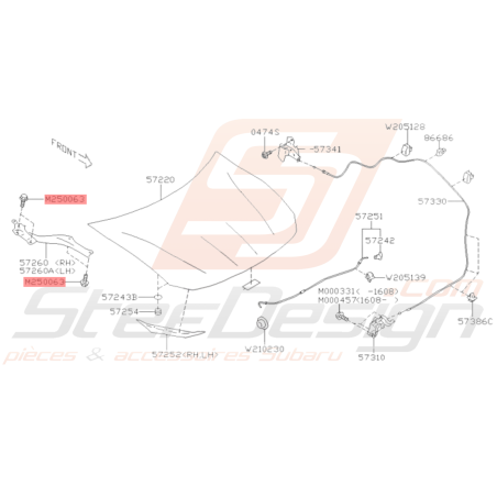 Vis fixation charnière capot avant WRX STI 2001-2014 BRZ 2013-201936420