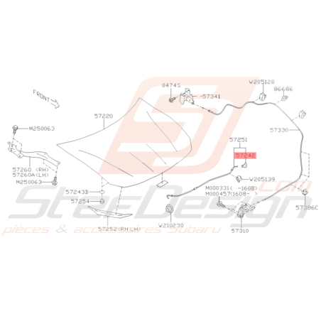 Support Renfort de Capot Avant Origine Subaru BRZ 2013 - 201936433