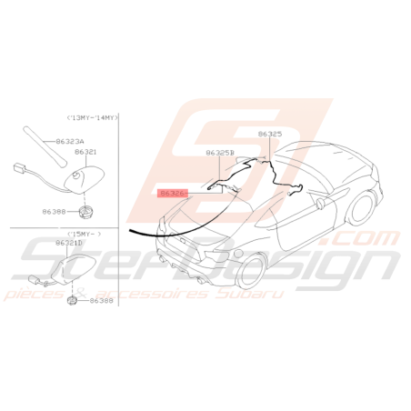 Faisceau antenne de requin Origine Subaru BRZ 2013 - 201736580