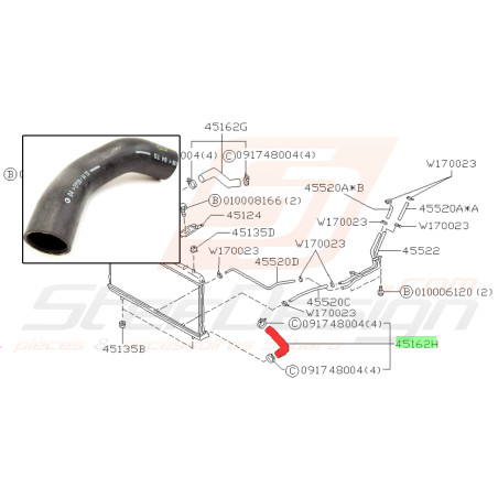 Durite inférieur de radiateur pour subaru forester SF5 EJ202 199936614