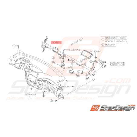 Traverse Tableau de Bord Origine Subaru WRX STI 2008 - 201436659