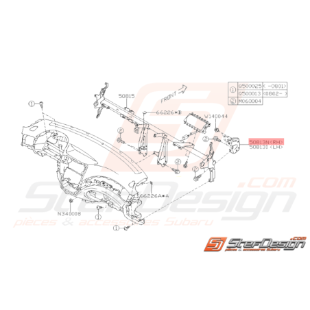 Support Traverse Tableau de Bord Origine Subaru WRX STI 2008 - 201436661
