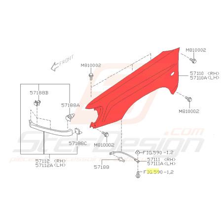 Aile avant pour subaru Forester SF5 EJ20J 199836689