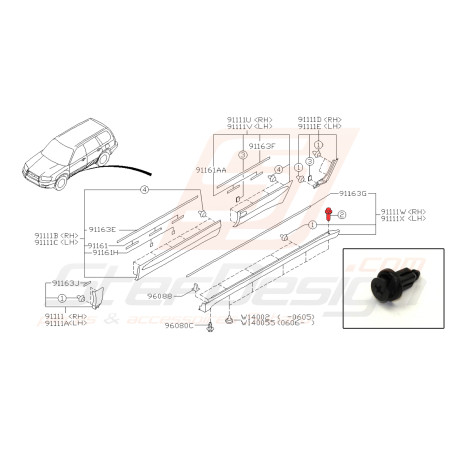 Clips de bas de caisse pour subaru forester SG5 2.0l-X 200736695