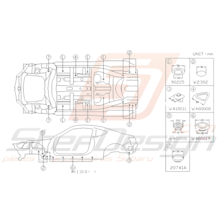 Schéma Bouchon de Carrosserie Origine Subaru BRZ 2013 - 201936754