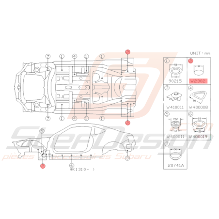 Passe fil Origine Subaru GT 93 - 00 WRX STI 01 - 07 BRZ 13 - 1936765
