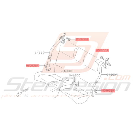 Vis de fixation d'enrouleur de ceinture avant SUBARU STI 07/12/13 - 14  XV 15 BRZ 13-1936802