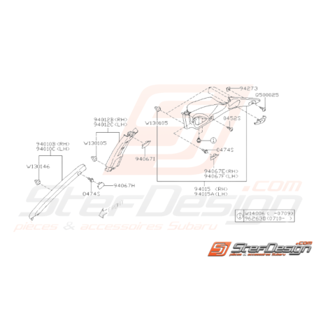 Schéma Garnitures Intérieures Supérieures Origine Subaru WRX STI 08-1436911