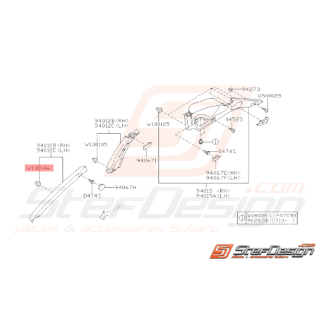 Broche de fixation Origine Subaru WRX STI 2008 - 201436913