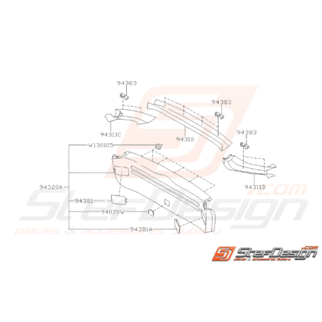 Schéma Garnitures Intérieures Porte Arrière Origine Subaru WRX STI 08-1436987