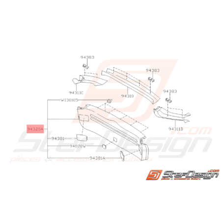 Panneau Garniture de Porte Arrière Origine Subaru WRX STI 2009 - 201436989