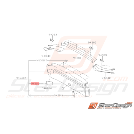 Capuchon Garniture de Hayon Origine Subaru WRX STI 200836990