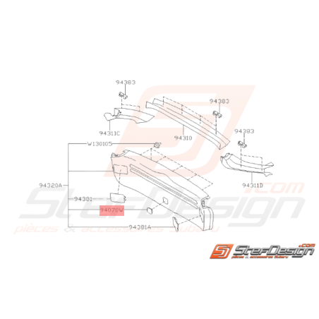 Cache Garniture de Hayon Origine Subaru WRX STI 2008 - 201436994