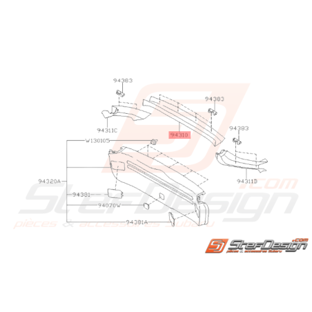 Panneau Garniture Porte Arrière Supérieur Origine Subaru WRX STI 200837001