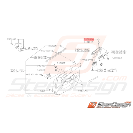 Cache vis de poignée de porte avant Origine SUBARU STI 2011 - 201437014