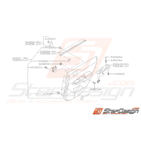 Schéma Garnitures de Portes Arrière Origine Subaru WRX STI 2008 - 201437021