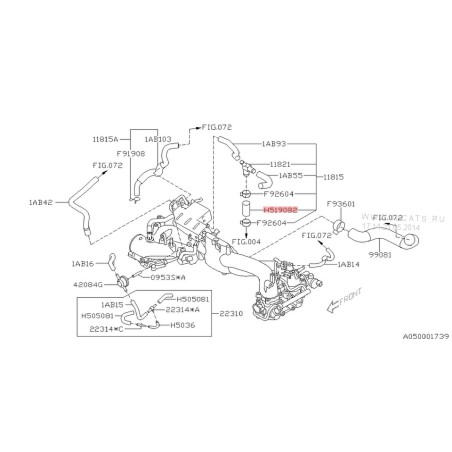 Durite de retour d'huile sur bas moteur origine subaru