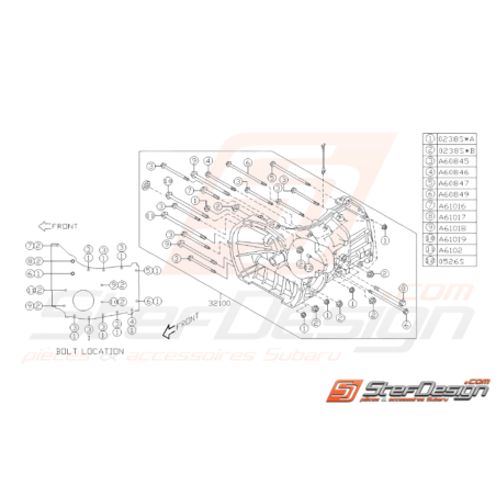 Schéma Carter de Boite de Vitesse Origine Subaru WRX 2008 - 201037041