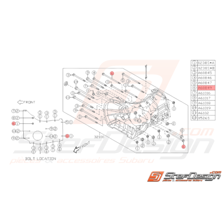 Vis de Boite Origine Subaru GT 1993 - 2000 WRX 2001 - 201037044