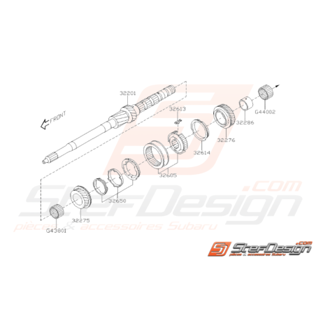 Schéma Arbre Primaire + Pièces 3ème/4ème Origine Subaru STI 08-1437086