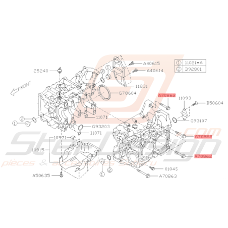 Vis de carter moteur GT WRX STI (contour/courte)37112
