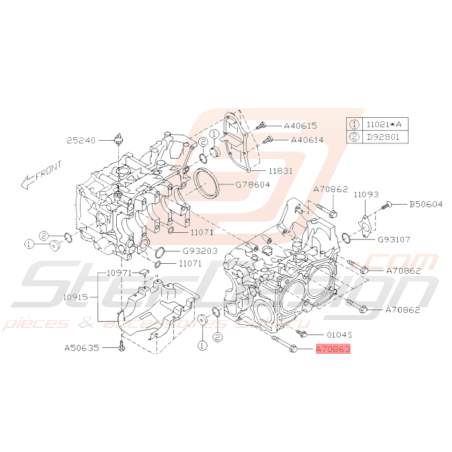 Vis de carter moteur GT WRX STI (contour/longue)37114
