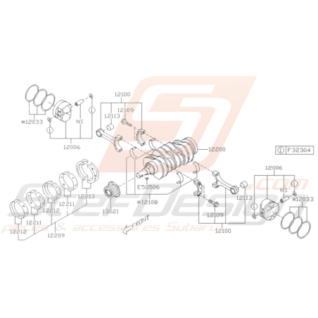 Schéma Piston et Vilebrequin Origine Subaru STI 2015 - 201937140