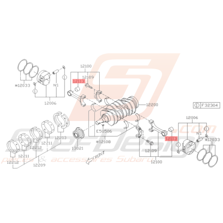 Manchon de bielle Origine Subaru WRX 06-10 STI 04-19 FORESTER 05-0737145
