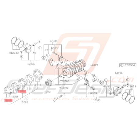 Coussinet N2 Vilebrequin Origine Subaru GT 93-00 WRX 01-10 STI 01-1937149