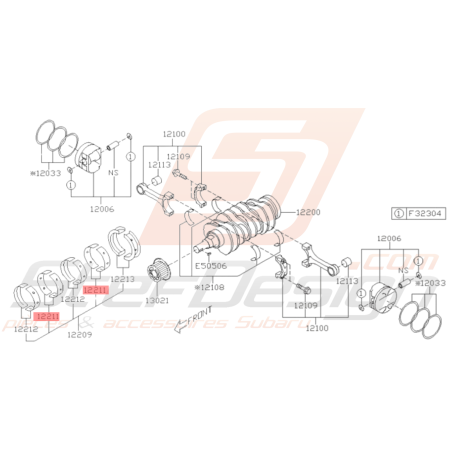 Coussinet N1 Vilebrequin Origine Subaru GT 93-00 WRX 01-10 STI 01-1937150