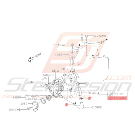 Collier durite d'eau Origine Subaru GT 93-00 WRX 06-10 STI 01-19 FORESTER 97-02/05-12 BRZ 13-1937270