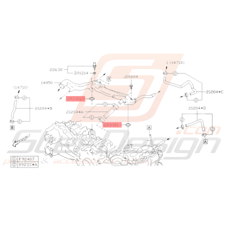 Joint de pieuvre d'eau Subaru GT 93-00 WRX STI 01-14 BRZ 13-19 FORESTER 97-02/05-0737282