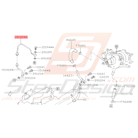 Durite de graissage turbo supérieur Origine Subaru STI 2008 - 201937286