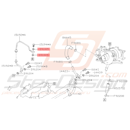 Rondelle cuivre pour vis d'arrivée turbo Origine Subaru GT 93-00 WRX STI 01-05 / 08-1937288