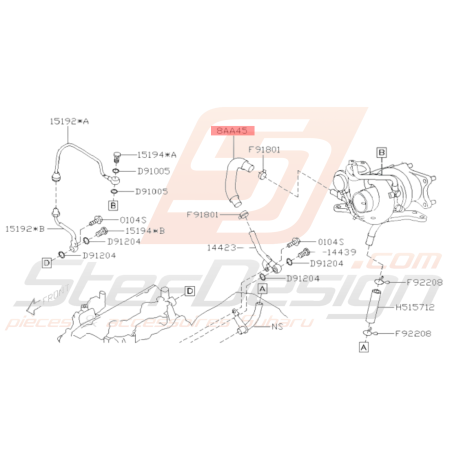 Durite d'eau Turbo/Culasse Origine Subaru WRX 03-11 STI 03-19 FORESTER 05-0737295