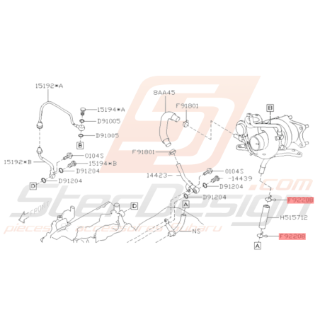 Collier Durite Retour Turbo Origine Subaru GT 93-00 STI 15-19 Forester Turbo 97-02/05-0737299