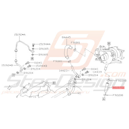 Durite de retour d'huile turbo origine Subaru GT 93-00 WRX 01-10 STI 01-19 Forester Turbo 97-02/05-0737300