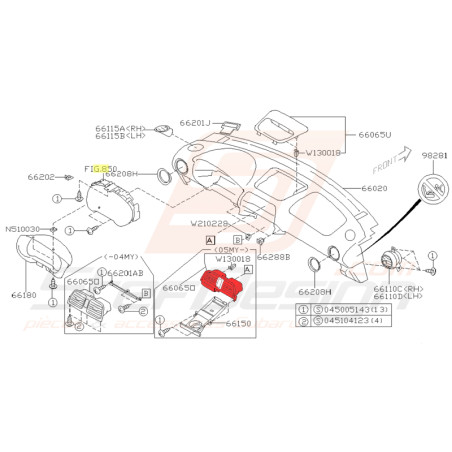 Grille d'aération Origine Subaru WRX STI 2003-200437317