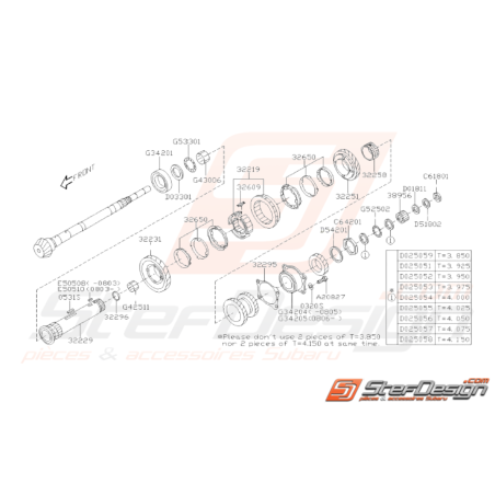 Schéma Arbre Secondaire Origine Subaru WRX 2008 - 201037321