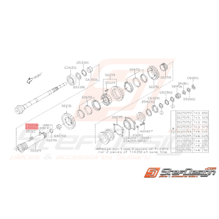 Clavette pignon 5 arbre secondaire SUBARU GT 96-00 WRX 01-1037323