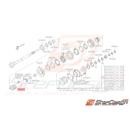 Grosse Clavette Axe Arbre Secondaire Subaru GT 93-00 WRX STI 01-1437324