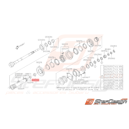 Roulement à Aiguille Arbre Secondaire SUBARU GT 94-00 P1 WRX 01-1037326