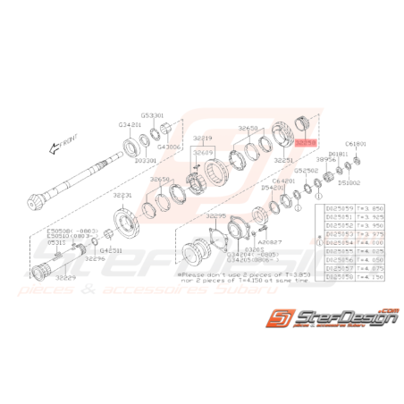 Bague Pignon 2ème vitesse Origine Subaru GT 93 - 00 WRX 01 - 1037334