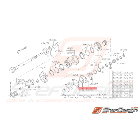 Roulement de boite 5 vitesses arbre secondaire Subaru WRX 01 - 05/0837335