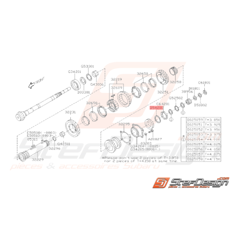 Rondelle de Blocage Boite 5 vitesses SUBARU GT 93 - 00 WRX 01 - 1037346