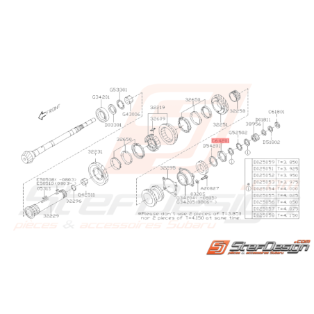 Écrou de Boite en 50mm Origine Subaru GT 93-00 WRX 01-10 FORESTER 05-0737347