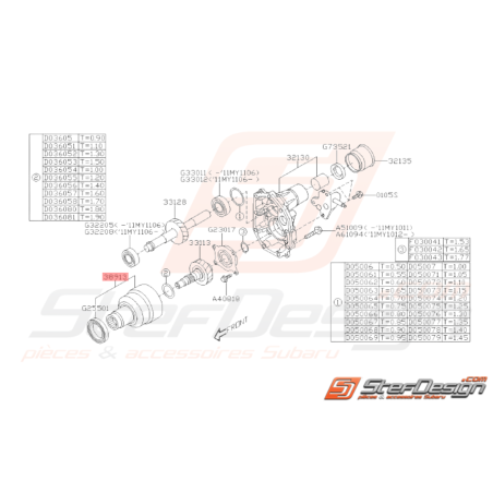 Différentiel central Subaru GT 99-00 WRX 01-10 boite 5 vitesses37389